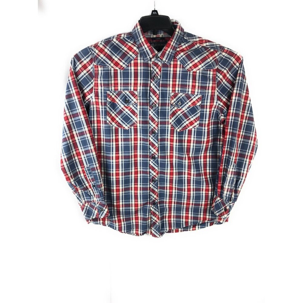 American Rag Men's Large Long Sleeve Button Up Multicolor Cotton Shirt A24